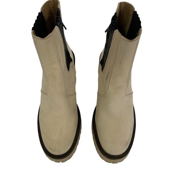 Free People Boots 36.5 Tan Ankle Leather Block Heel Boho Festival - Picture 8 of 12